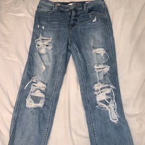 Stretchy ripped jeans.